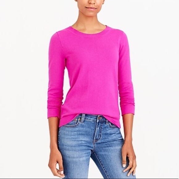 J. Crew Sweaters - EUC J. Crew Fuschia Hot Pink Charley Crew Neck Sweater Merino Wool
